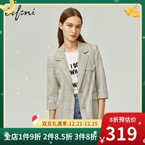 Shopping mall with Eveli 2021 new seven-point sleeve temperament slim check coat womens suit 1B3110621