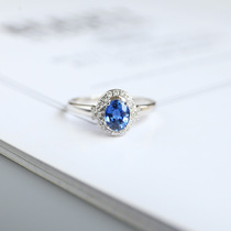 0 8 carat Sapphire Ring Lady Ring Fire Color Blazing Color Beauty Oval 18K Platinum Diamond Inlays