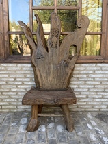 Yunnan old wood furniture solid wood back master chair weathered wood carved garden furniture