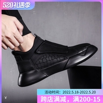 European Standing Mens Shoes Black Martin Boots Mens Leather Breathable Short Boots Korean Version Warm Winter Casual Shoes Leather Shoes
