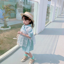 Fall in love with pretty girl girl Net red suit 2021 new summer baby Foreign style fashion children thin skirt two-piece set