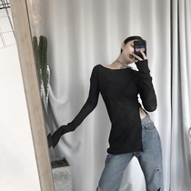 LGGSTYLE chic wind summer thin blouse womens round neck wild side split t-shirt top
