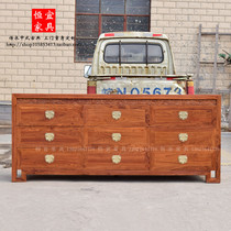 Hedgehog Red Wood Nine Bucket Modern New Chinese Solid Wood Furniture Xiangyi Carved Flower Wood Drawer Cabinet