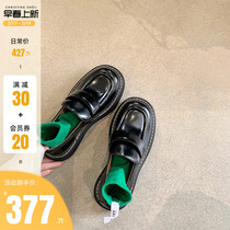 (shei Susinyin) Harilton College ~ round head bread thick bottom genuine leather heightening small leather shoes womens lefu shoes