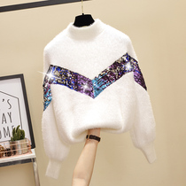 Water Mink Suede Sequel High Collar Sweater Woman Thickened Autumn Winter Outside Wearing 2021 New Ocean Gas Loose Laziness blouses