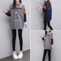 Europe station 2021 Fall new long sleeve blouses Korean version loose with slim big code headsets Fashion casual weaters