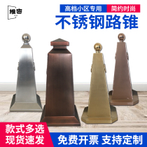 Outdoor stainless steel square reflective cone road cone road isolation cone Hotel ice cream barrel custom tips cone high-grade