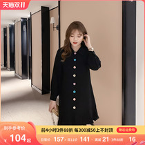 In the early autumn of 2022 the new female Korean version of the large-yard women's dress with black pleated dress long-sleeved fat mm loosely covered meat