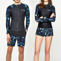 Diving suit lovers men and women Split Swimsuit Sunscreen Long Sleeve Snorkeling Breathable Speed Dry Surf Blouse Zipped Jellyfish