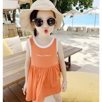 Girls summer new ice silk dress 2021 net red baby vest dress 2-3-4-5-6 years old