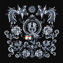 Batik tablecloth Guizhou Miao batik batik painting decoration wall hanging small tablecloth concentric Phoenix Bird 93*93