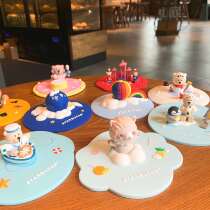 Starbucks cup lid Cherry Blossom Bear Rainbow Hot Air Balloon Mid-Autumn Moon Rabbit Silicone Coffee cup lid Mug lid