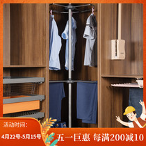 Cloakroom corner rotating three-layer clothes basket hanger four-layer shelf wardrobe storage pants rack corner hardware