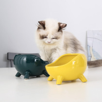 Ceramic Cat Bowl Cute Styling Creative Ceramic Bowl Pitched High Foot Anti-Toddling Cat Bowls Dog Bowls Pet Supplies