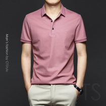 Tidal Iced Silk Men 2022 Summer New Turnover Short Sleeves T-shirt Pure color Silk Cotton POLO Pure Cotton Male size