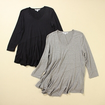 Foreign trade original single export H283 thin silk seven-piece sleeve V-collar T-shirt female spring and summer