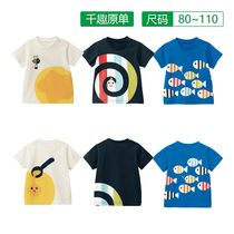 Summer men and women baby T-shirt children cotton short sleeved shirt thousand Fun Home cartoon T-shirt double-sided pattern exported to Japan
