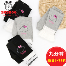 Babudou girls leggings pure cotton summer thin section spring and summer childrens childrens baby pants outer wear summer nine points