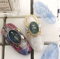 (Spot) Japan imported pieadra nail jewelry European retro Virgin Mary round oval gold