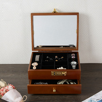 Jingmu Yixuan solid wood multi-layer watch jewelry box storage box wooden high-grade jewelry storage box with password lock