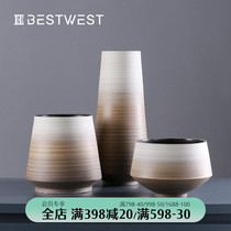 BEST WEST Designer Ceramic Vase Ornaments Model Room Soft Decoration Living Room Dried Flower Inserts Vase Creativity