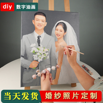 Digital Oil Painting Wedding Photo Diy Custom Hand Painted Filling Hand Filled Gift Oil Painting