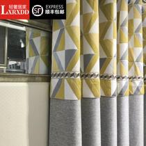 LXRXDD curtains finished products thickening shading air conditioning insulation lattice pure color splicing simple modern shade can be customized