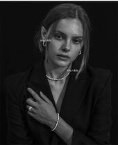 Simple and lukewarm style personality Baukin natural freshwater pearl knotted lap ring hollow earrings female earrings