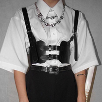 Personality belted waist trim smooth buckle vest street shoot wild wear retro cool sling belt