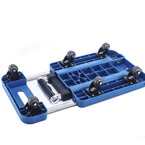 Promotional folding flatbed truck silent hand cart four-wheel pull truck handling trolley pull rod trailer portable cart