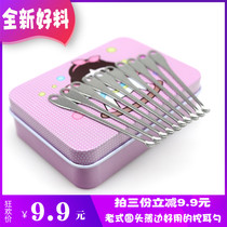 Classic old thin edge round head scoop portable ear scoop ear spoon ear scaler with keyhole 20 pack