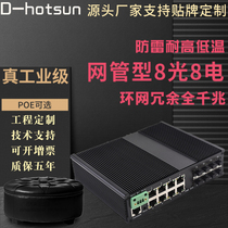 Industrial-grade network management type Full gigabit 8 optical 8 electric fiber ring network POE switch Transceiver Dual power supply monitoring