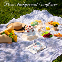 Retro hollow picnic background sunflower simulation flower photo props baking food hollow yarn rose mesh gauze