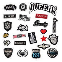 Fashion black embroidery badge cloth stickers Clothes patch stickers Down jacket jeans diy decorative hole appliqué