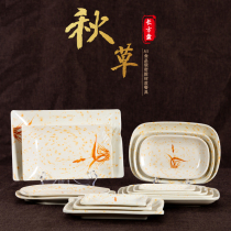 A5 Autumn Grass Dense Amines Pan Imitation Porcelain Cutlery Cutlery Tray Fish Pan Sushi Dish Snack Pan Lettul Dish Rectangular Dish Sausage Powder Dish