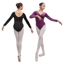 Cotton long-sleeved plus velvet ballet one-piece Adult ballet dance suit Chinese dance practice suit