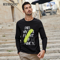 Special price] Mens long sleeve T-shirt male spring casual round collar letter printed blouses pure cotton undershirt 88029