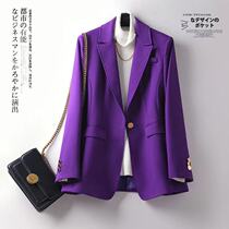Purple professional suit female spring new fashion temperament long coat Net red age suit two-piece suit