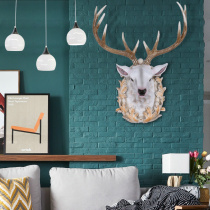 Nordic white simulation deer head decoration living room sofa wall decoration soft pendant American deer head wall decoration lucky loft