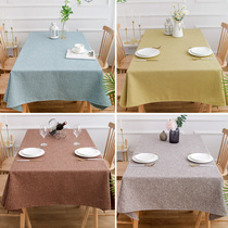 Nordic thick cotton linen solid color tablecloth fabric hipster rectangular linen simple Japanese tea table tablecloth