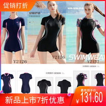 British Hair Girls short sleeve swimsuit one-piece flat angle with chest cushion conservative swimsuit Y2126 Y2136 Y2137
