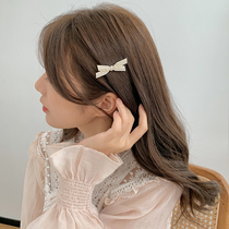 Pearl bow word clip temperament Joker clip Net red ins hairclip edge clip Girl clip headgear summer