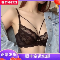 Sexy Lace Underwear Summer Thin Section Womens Transparent Gathering No Sponge Big Breast Show Small Chest Large Size Bra Set