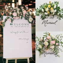 Wedding props Water card flower Wedding welcome card simulation floral hotel sign decorative flower decoration lintel flower