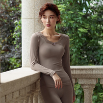 Modal V-collar lace thermal underwear womens suit seamless body slim body slim back autumn clothes trousers set
