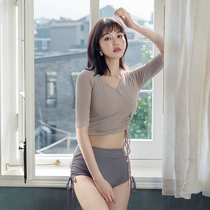 2020 swimsuit womens belly thin split high waist half sleeve conservative boxer pants fashion drawstring sexy gathering swimsuit