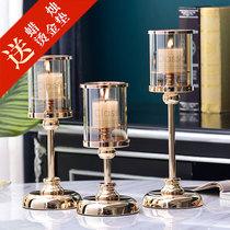 Nordic romantic electronic candle holder European style retro glass candle holder decorative candlelight dinner light luxury furnishings home