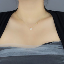 Flash Drilling Hollowed-out Four Leaf Grass Element Necklace Female Tide Gas Mass Small Crowddesign Sensation Web Red Minimalist Lock Bone Chain