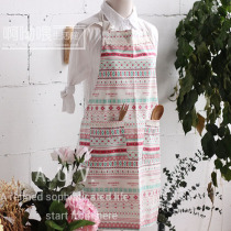 High-quality Korean-style cotton and linen double-pocket anti-fouling lace-up apron parent-child halter neck apron smock kitchen studio work clothes