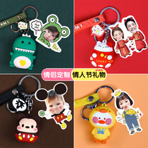 Boyfriend and girlfriend avatar couple photo custom cartoon key chain pendant keychain custom diy cartoon avatar